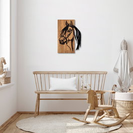 Wallity Horse - 317 Escultura de pared en Negro y nogal